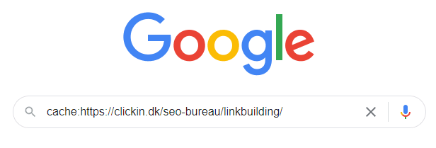 Eksempel på en cache-søgning i Googles søgefunktion.